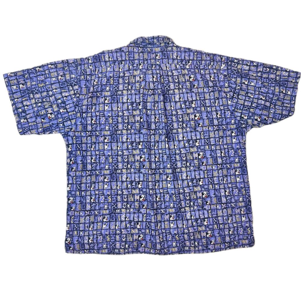 Big Dogs Blue Graphic Hawaiian Shirt Men's XL Cotton Y2K Novelty Camp Collar Vtg - Picture 3 of 13